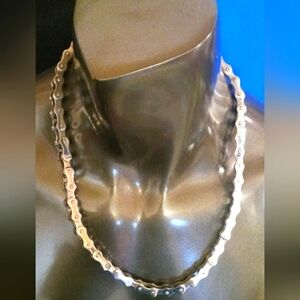 Silver Bicycle Chain Links necklace 11inch